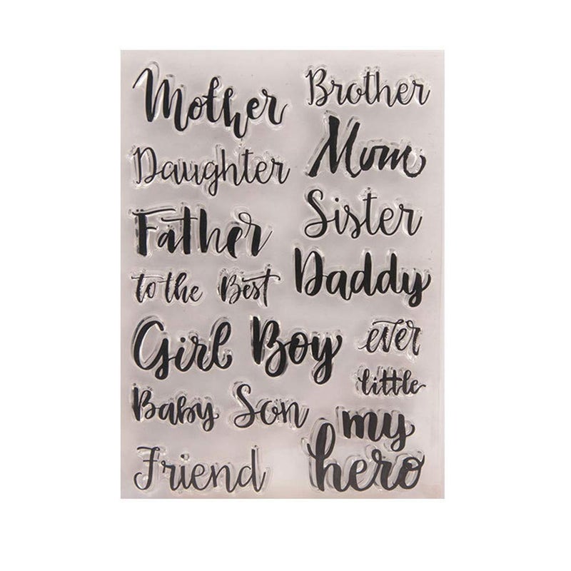 arriettycraft Mother's Day Father Day Clear Stamps for Card Making or Journaling, Friends My Hero Words Phrase Transparent Silicone Stamps for Journals Scrapbooking Album Decoration - Image 1